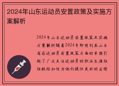 2024年山东运动员安置政策及实施方案解析